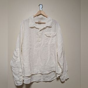 For Days 100% Linen Long Sleeve Popover Shirt – XXL